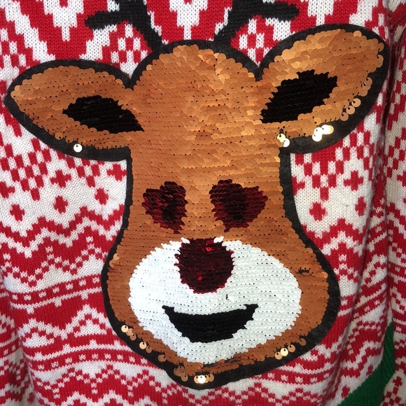 No boundaries reindeer ugly sweater Ladies Christmas Sweater Sequin Reindeer XL​ - Picture 6 of 6